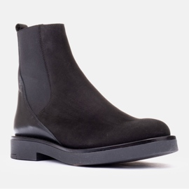 Marco Shoes Ploché kožené kotníkové boty s izolací se širokou gumou v horní části černý 1