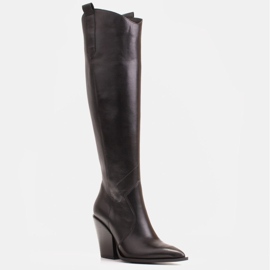 Marco Shoes Dámské vysoké boty, kovbojské boty z pravé kůže černá 1 Marco Shoes Dámské vysoké boty, kovbojské boty z pravé kůže černá 1