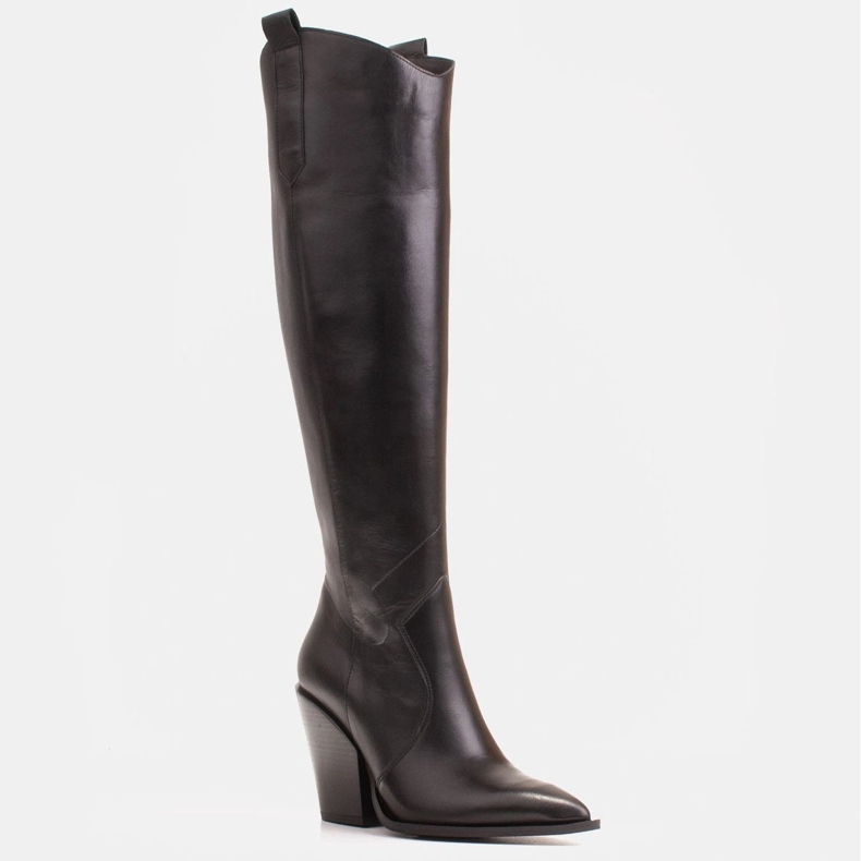 Marco Shoes Dámské vysoké boty, kovbojské boty z pravé kůže černá 1