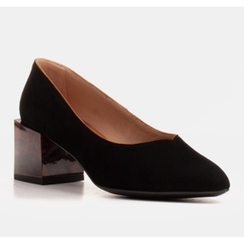 Marco Shoes Dámské lodičky z přírodního semiše s jantarovou patou černý 1