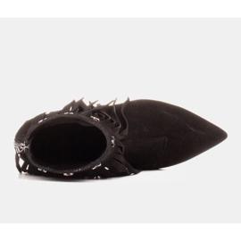 Marco Shoes Originální semišové kozačky s ozdobnými třásněmi černá 7