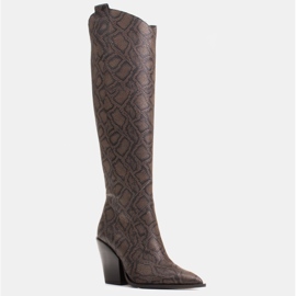 Marco Shoes Dámské vysoké boty, kovbojské boty z pravé kůže hnědý 1