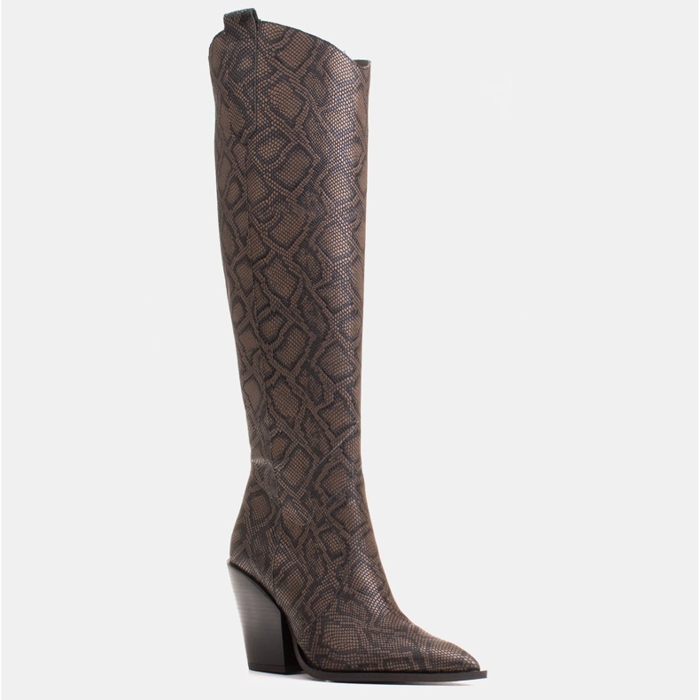 Marco Shoes Dámské vysoké boty, kovbojské boty z pravé kůže hnědý 1