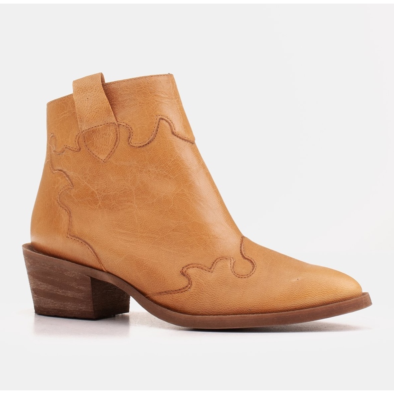 Marco Shoes Žluté kozačky z nepravidelně zvrásněné přírodní kůže žluť 1