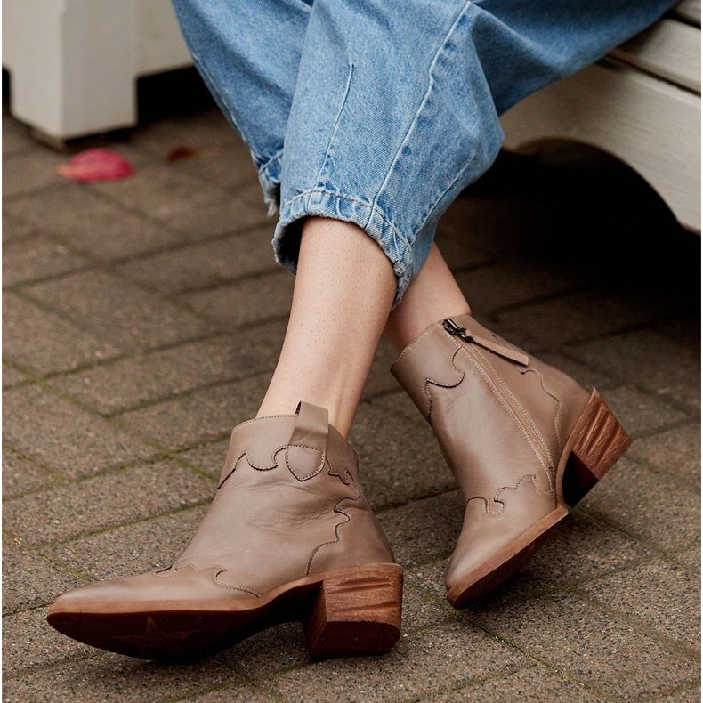 Marco Shoes Béžové kozačky z přírodní lícové kůže bez izolace béžový 1