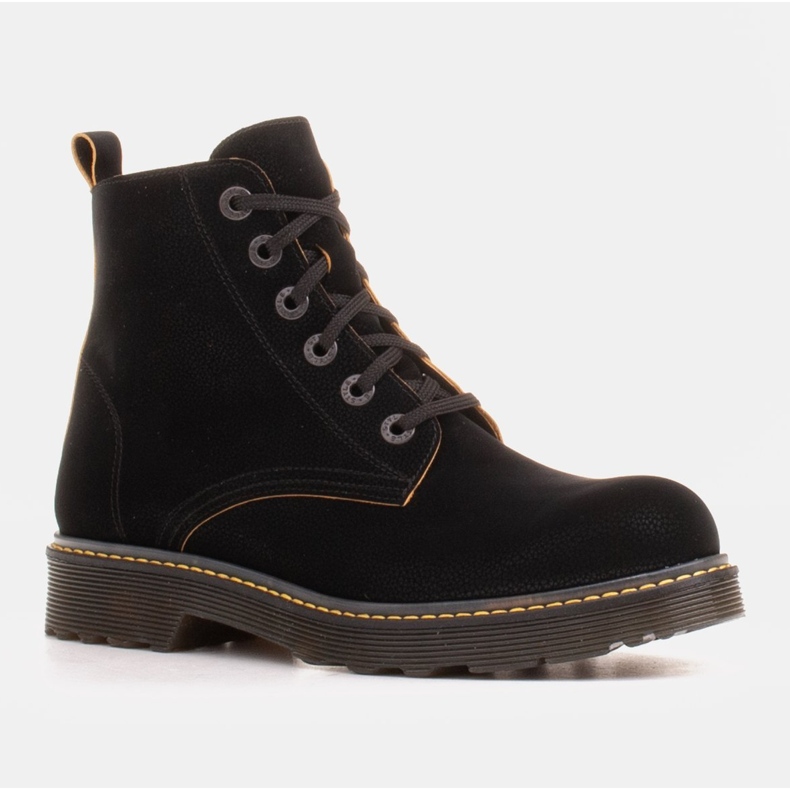 Marco Shoes Vysoké kotníkové boty, kozačky zavázané na průsvitné podrážce černý 2