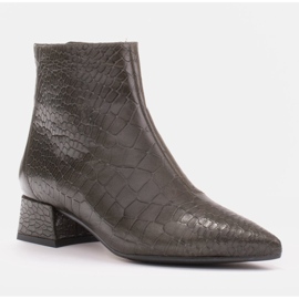 Marco Shoes Štíhlé kozačky se zajímavou kůží ve zvířecím motivu zelený 1