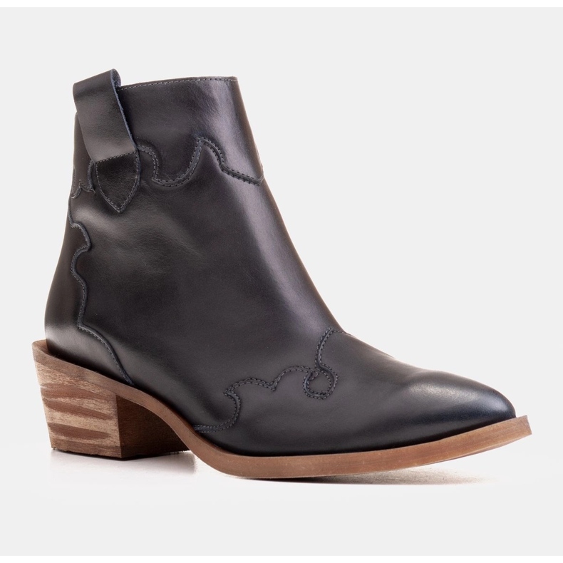 Marco Shoes Tmavě modré boty z přírodní lícové kůže modrý 2