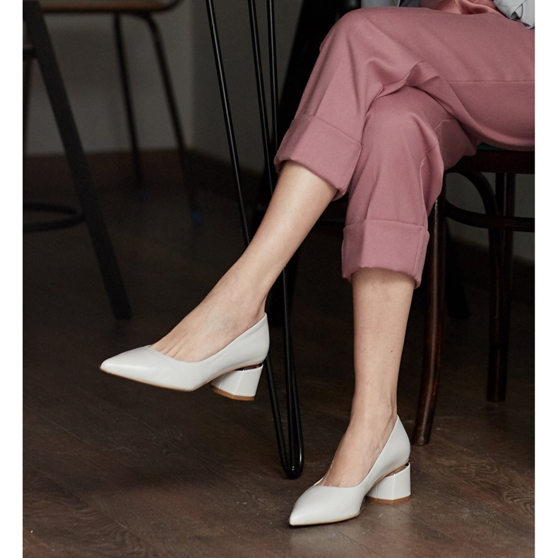 Marco Shoes Lodičky v metalické šedé kůži se zlatými podpatky šedá 1