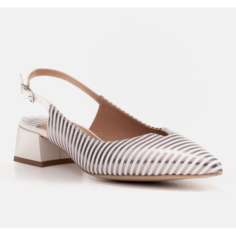 Marco Shoes Nízké lodičky na otevřeném podpatku s metalickými pruhy bílý stříbro 1