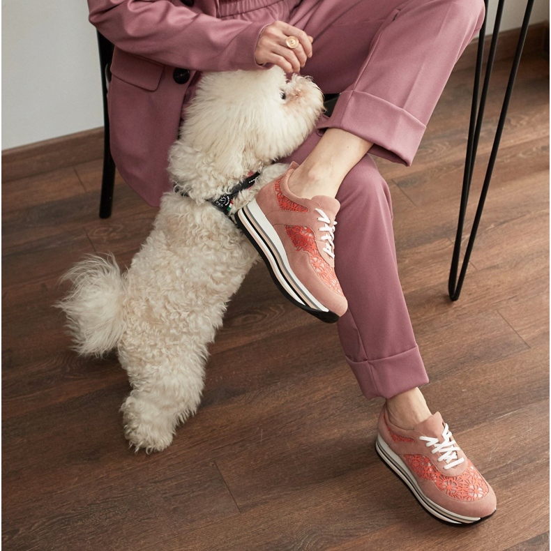 Marco Shoes Tenisky na silné podrážce s prodyšnou síťovinou růžový 1 Marco Shoes Tenisky na silné podrážce s prodyšnou síťovinou růžový 1