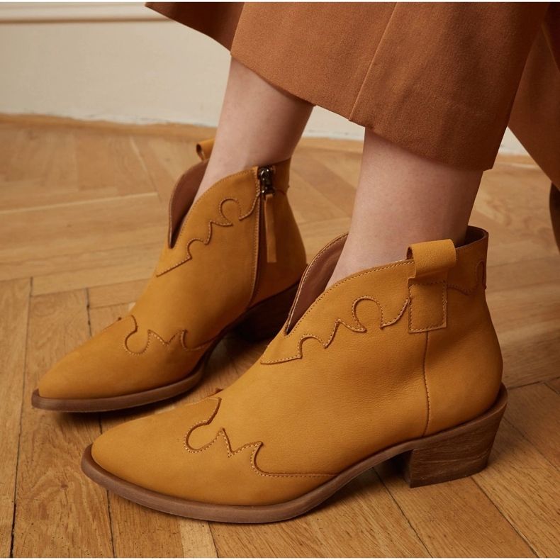 Marco Shoes Neizolované boty se semišovými a vlnitými vložkami hnědý žluť 1