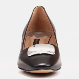 Marco Shoes Lodičky s kovovým podpatkem a plochým chromovým zdobením černý 1