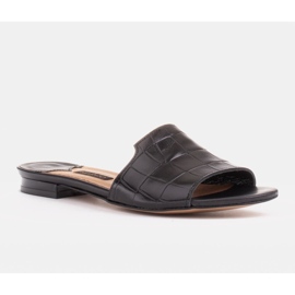 Marco Shoes Elegantní dámské černé kožené pantofle černý 1