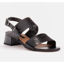 Marco Shoes Sandály Cinta s podpatkem potaženým kůží černý 1