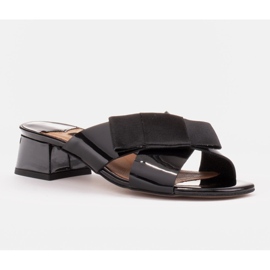 Marco Shoes Elegantní dámské pantofle se stuhou černý 1