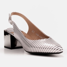 Marco Shoes Elegantní dámské lodičky s metalickými pruhy stříbrný 1