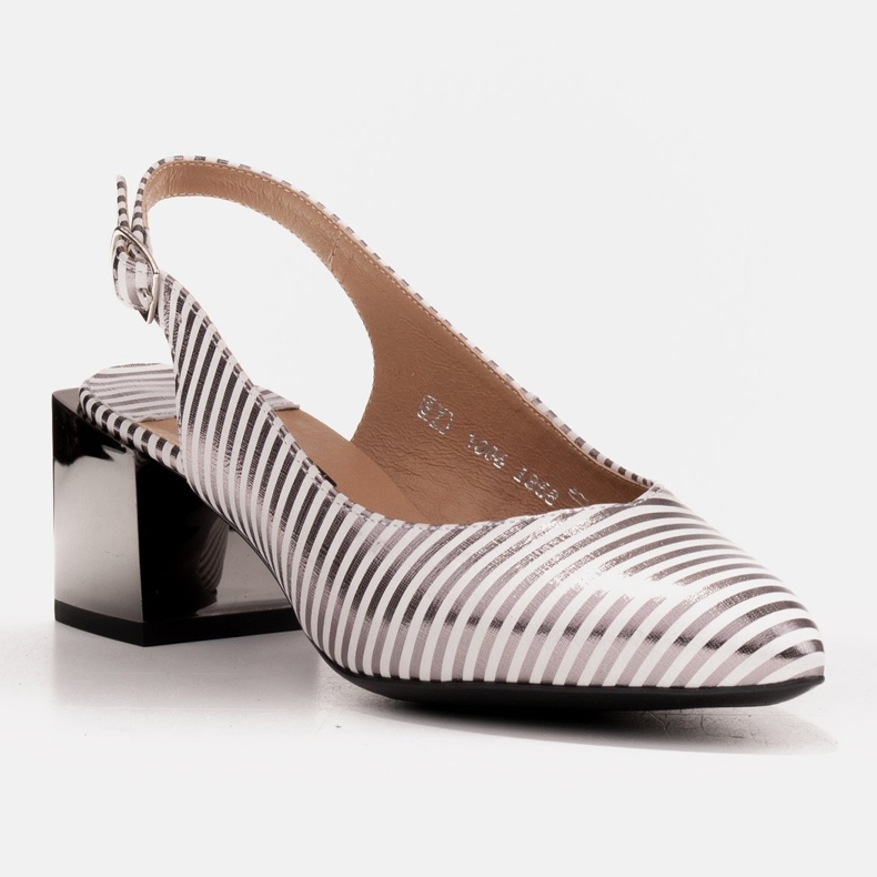Marco Shoes Elegantní dámské lodičky s metalickými pruhy stříbro 1