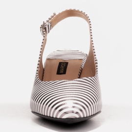Marco Shoes Elegantní dámské lodičky s metalickými pruhy stříbrný 2