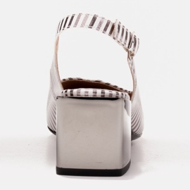 Marco Shoes Elegantní dámské lodičky s metalickými pruhy stříbrný 4
