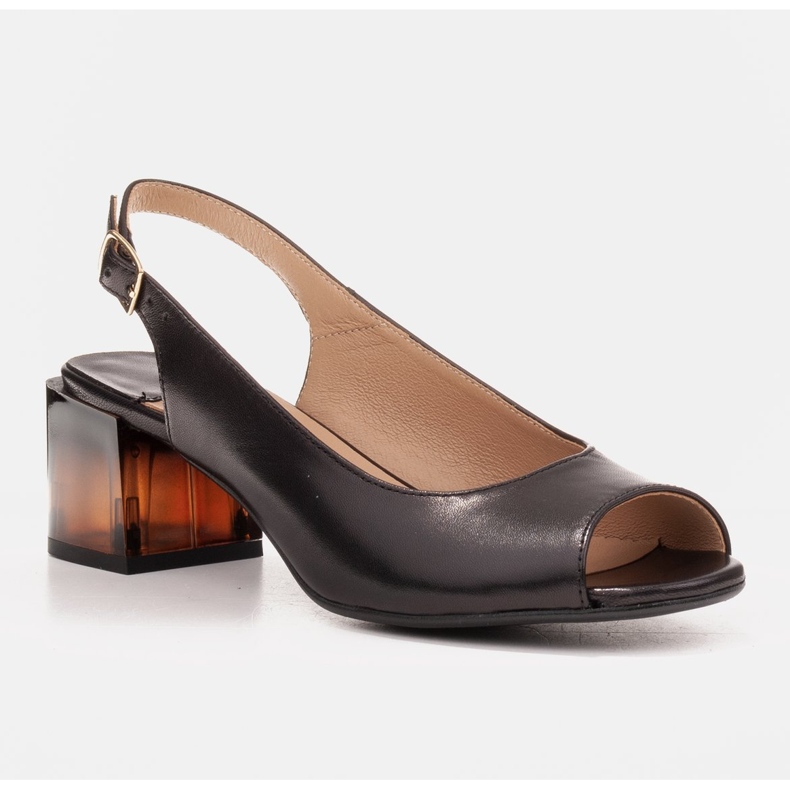 Marco Shoes Pohodlné dámské sandály se zajímavým podpatkem černý 1