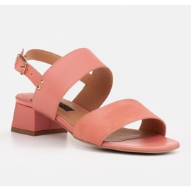 Marco Shoes Sandály Cinta s podpatkem potaženým kůží růžový 1