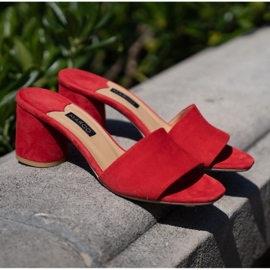 Marco Shoes Dámské pantofle Marco z přírodního semiše červené 1