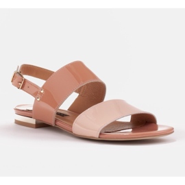 Marco Shoes Ploché sandály s lakem a metalickou patou béžový 1