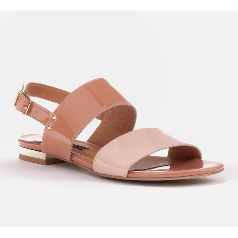 Marco Shoes Ploché sandály s lakem a metalickou patou béžový 1