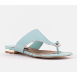 Marco Shoes Ploché žabky v mátové barvě s metalickou patou zelený 1