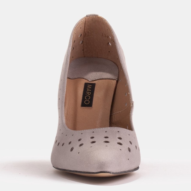 Marco Shoes Jehlice z přírodního semiše s ozdobnou perforací šedá 1