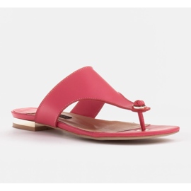 Marco Shoes Ploché kožené žabky s metalickou patou růžový 1