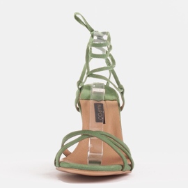 Marco Shoes Elegantní sandály na vysokém podpatku se zavázaným páskem zelený 2