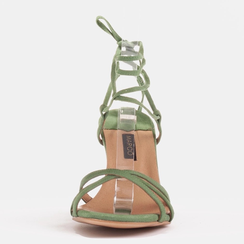 Marco Shoes Elegantní sandály na vysokém podpatku se zavázaným páskem zelený 2
