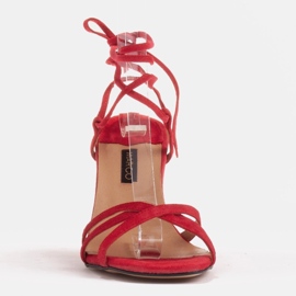 Marco Shoes Elegantní sandály na vysokém podpatku se zavázaným páskem červený 2