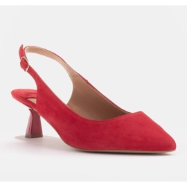 Marco Shoes Lodičky z jemného semiše s páskem červený 1