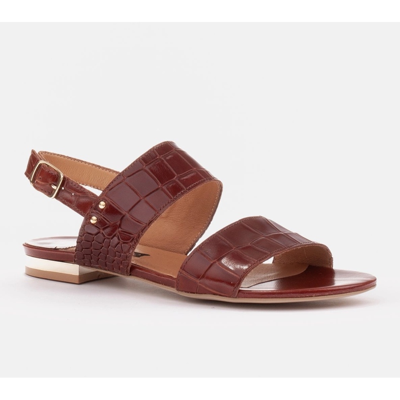 Marco Shoes Ploché sandály z pravé kůže s metalickým podpatkem hnědý 1