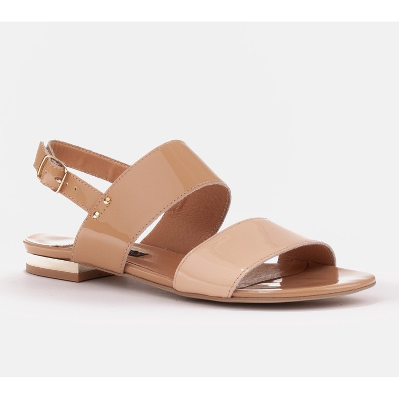 Marco Shoes Ploché sandály s lakem a metalickou patou béžový 1