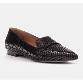 Marco Shoes Semišové balerínky z hadí kůže černý 1
