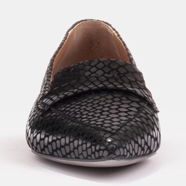 Marco Shoes Semišové balerínky z hadí kůže černá 2