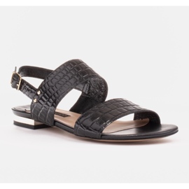 Marco Shoes Ploché sandály z pravé kůže s metalickým podpatkem černý 1