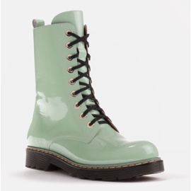 Marco Shoes Vysoké kotníkové boty, kozačky zavázané na průsvitné podrážce zelený 2