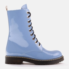 Marco Shoes Vysoké kotníkové boty, kozačky zavázané na průsvitné podrážce modrý 1