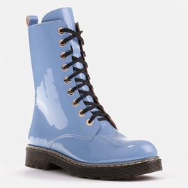 Marco Shoes Vysoké kotníkové boty, kozačky zavázané na průsvitné podrážce modrý 2