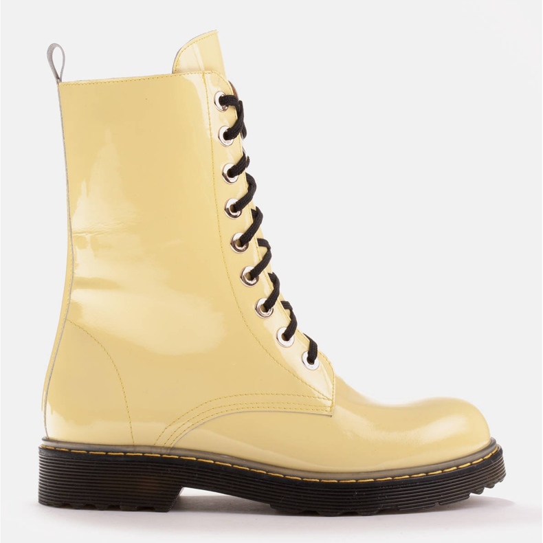 Marco Shoes Vysoké kotníkové boty, kozačky zavázané na průsvitné podrážce žluť 1