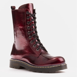 Marco Shoes Vysoké kotníkové boty, kozačky zavázané na průsvitné podrážce červený 2