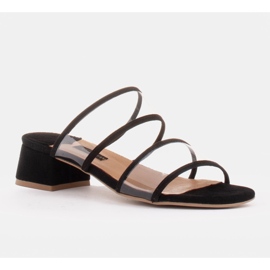Marco Shoes Dámské pantofle s průsvitnými pruhy černý 1