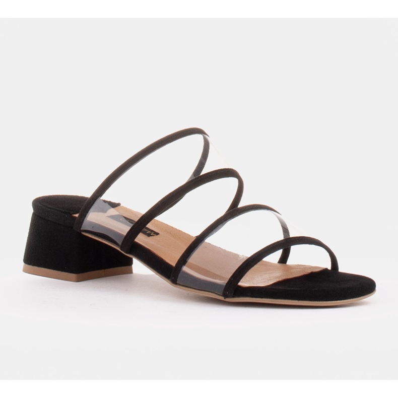 Marco Shoes Dámské pantofle s průsvitnými pruhy černý 1