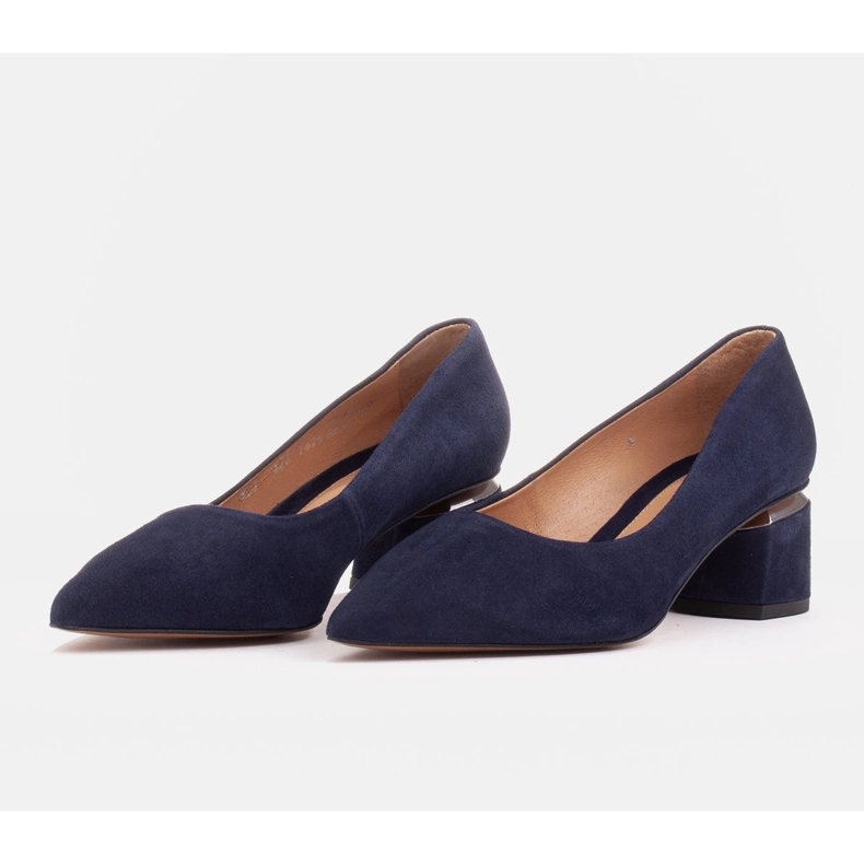 Marco Shoes Lodičky z přírodního semiše se stříbrným detailem v patě modrý 2