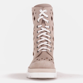 Marco Shoes Velurové boty s perforací béžový 2